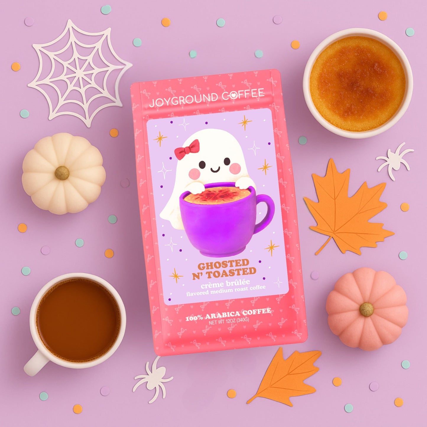 Ghosted N' Toasted - Crème Brûlée flavored spooky season coffee from Joyground Coffee