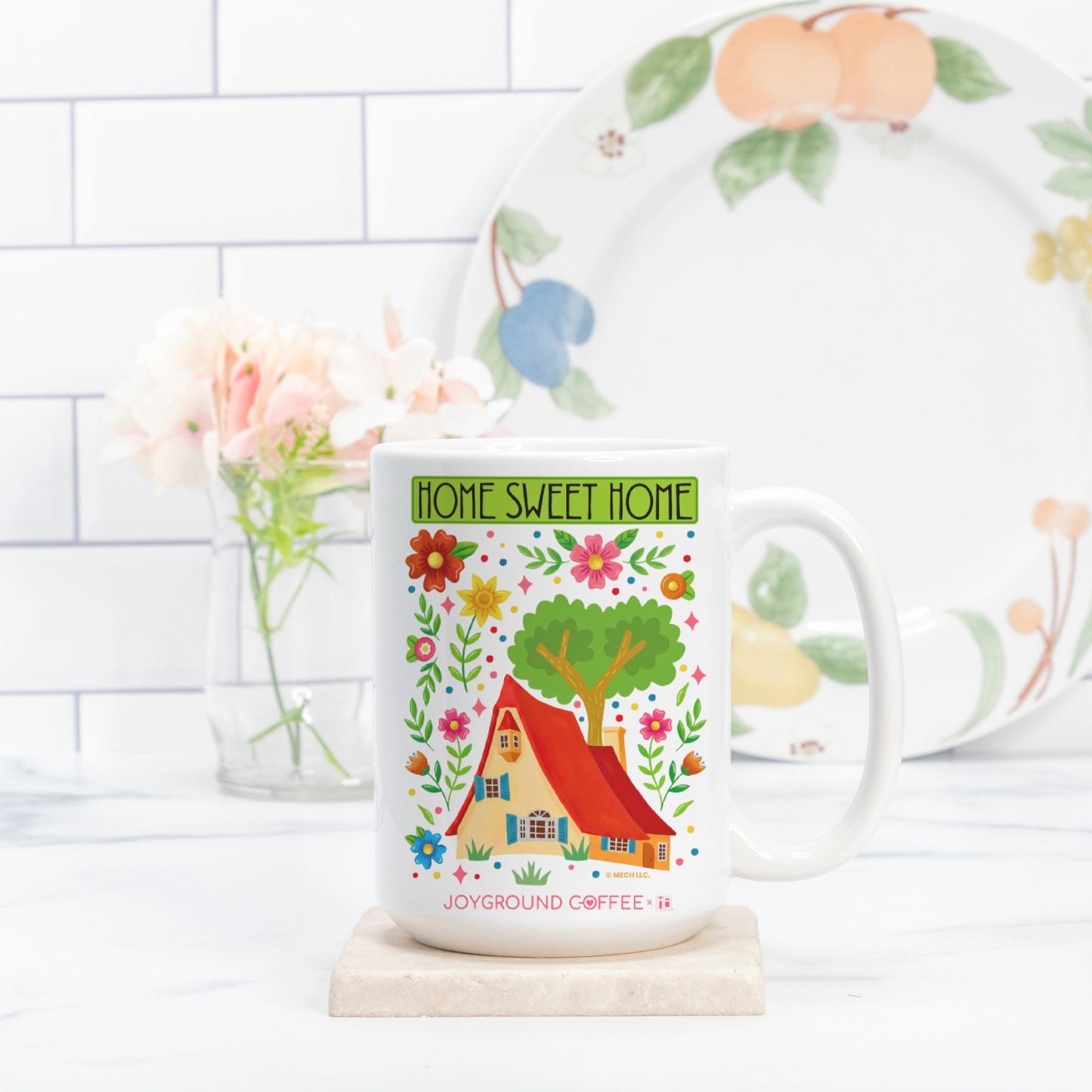 Mary Engelbreit Home Sweet Home white ceramic mug from Joyground Coffee