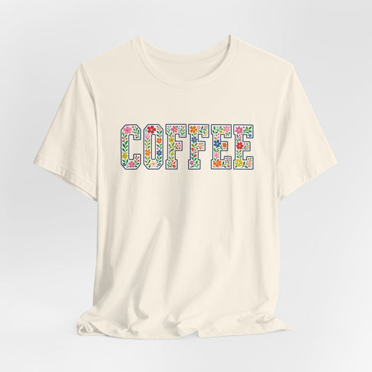 Floral Coffee Letters T-Shirt