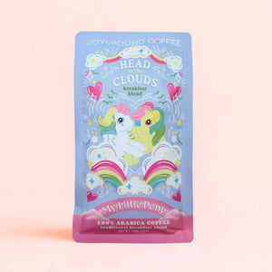 Head In The Clouds Breakfast Blend Joyground Coffee bag featuring Skydancer and Starshine from My Little Pony.