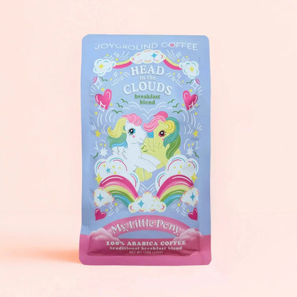 Head In The Clouds Breakfast Blend Joyground Coffee bag featuring Skydancer and Starshine from My Little Pony.