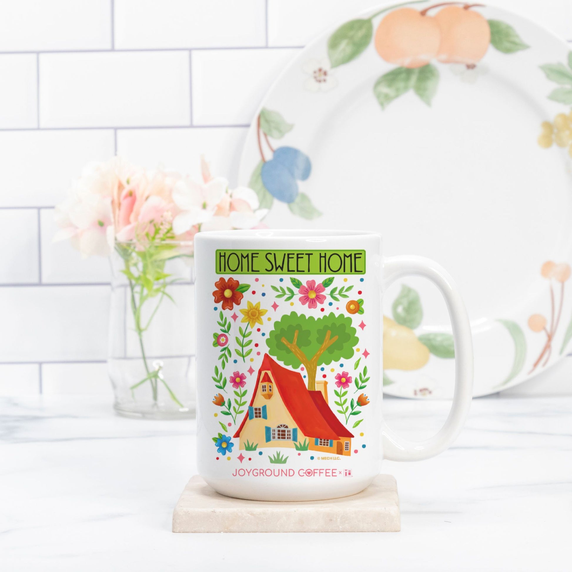 Mary Engelbreit Home Sweet Home white ceramic mug from Joyground Coffee