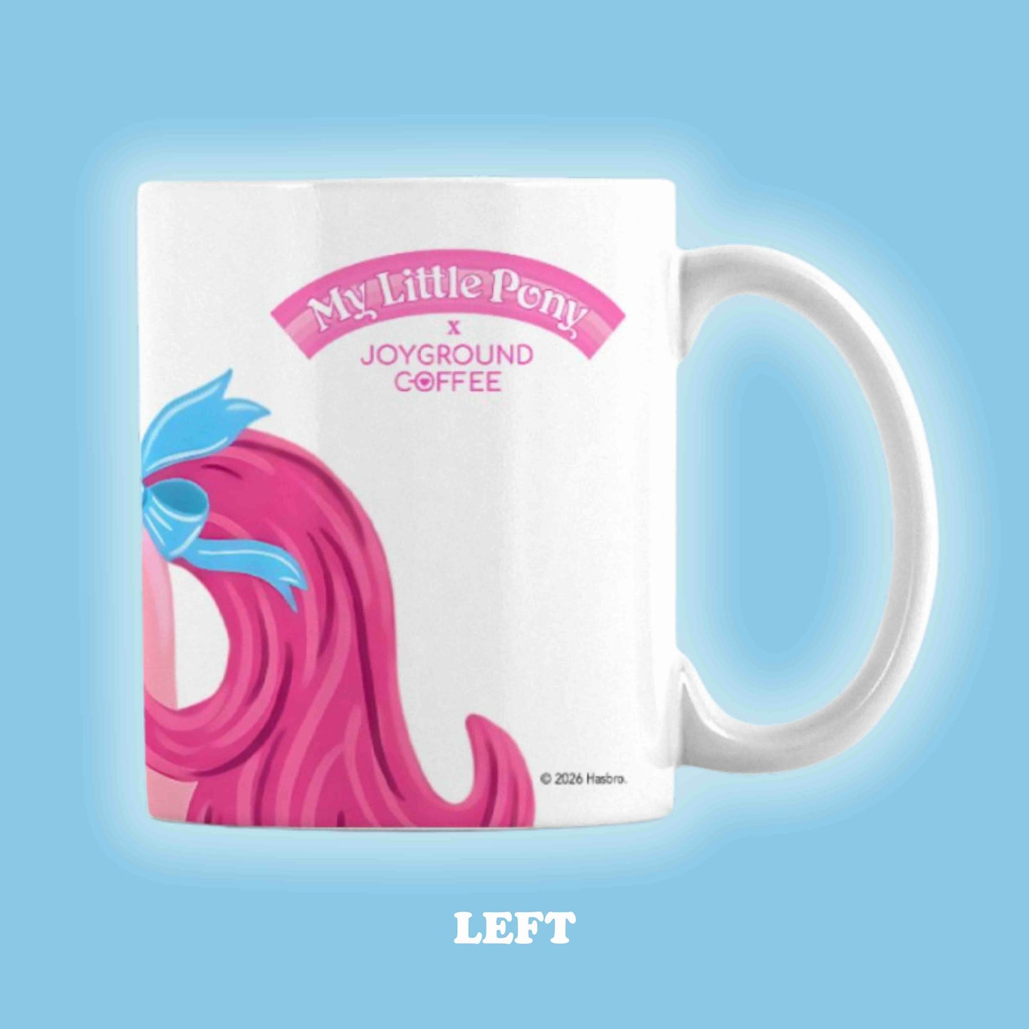 My Little Pony Heartthrob coffee mug left view on blue background