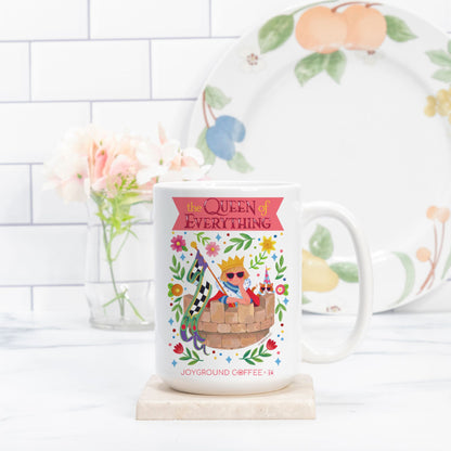 Mary Engelbreit Queen of Everything white ceramic mug from Joyground Coffee