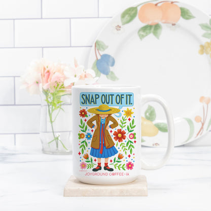 Mary Engelbreit Joyground Coffee Snap Out of It white ceramic mug